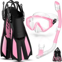 Conjunto de equipamento de mergulho Odoland com máscara de mergulho rosa S/M