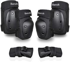 Conjunto de equipamentos de proteção Banzk para adultos e crianças andando de skate preto L Conjunto de equipamentos de proteção Banzk para adultos e crianças andando de skate preto L