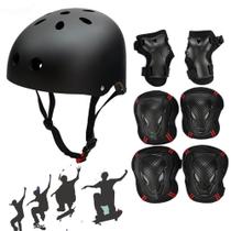 Conjunto de equipamentos de proteção Besmall Skateboard Skate Helmet Black L Conjunto de equipamentos de proteção Besmall Skateboard Skate Helmet Black L