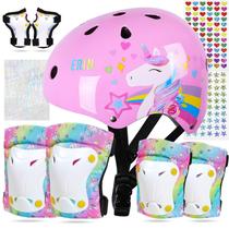 Conjunto de equipamentos de proteção, capacete de bicicleta infantil FIODAY, joelheiras e cotoveleiras Conjunto de equipamentos de proteção, capacete de bicicleta infantil FIODAY, joelheiras e cotoveleiras