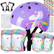 Conjunto de equipamentos de proteção, capacete de bicicleta infantil FIODAY, joelheiras e cotoveleiras Conjunto de equipamentos de proteção, capacete de bicicleta infantil FIODAY, joelheiras e cotoveleiras