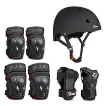 Conjunto de equipamentos de proteção, capacete de patinação JBM, joelheiras e cotoveleiras