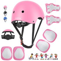 Conjunto de equipamentos de proteção DaCool Kids Bike Helmet Skateboard Pink Conjunto de equipamentos de proteção DaCool Kids Bike Helmet Skateboard Pink