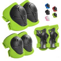 Conjunto de equipamentos de proteção Wemfg Kids de 3 a 8 anos com joelheiras verdes Conjunto de equipamentos de proteção Wemfg Kids de 3 a 8 anos com joelheiras verdes