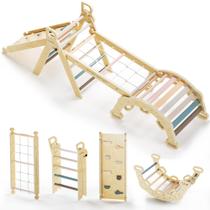 Conjunto de escalada BlueWood 2024 8 em 1 Pikler Triangle Mauve Pink
