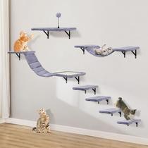 Conjunto de Escalera para Gatos Sobly Montado en la Pared con Estantes, Perchas y Más