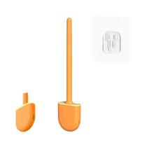 Conjunto De Escova De Banheiro De Silicone TPR Flexível Preta, Montada Na Parede, Limpador De Vaso