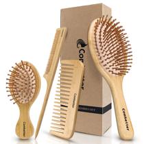 Conjunto de escova de cabelo e pente Combetter Bamboo Eco-Friendly