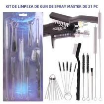 Conjunto De Escova De Limpeza De Aerógrafo Com Cabo Longo, 21 Peças, Bico Multiuso, Mini Escovas,