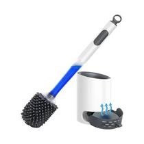 Conjunto De Escova De Vaso Sanitário De Silicone Com Suporte Recarregável Para Banheiro E Limpeza De
