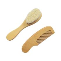 Conjunto De Escova E Massageador De Cabelo Para Bebês Recém-Nascidos Em Madeira De Bétula Macia 2
