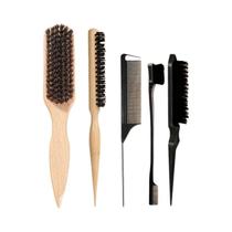 Conjunto De Escova E Pente De Cerdas De Javali 2 3 4 5 Peças Suave Desembaraçante Limpeza Fácil Sem