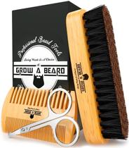 Conjunto de escova e pente para barba e kit de higiene com tesoura para bigode Conjunto de escova e pente para barba e kit de higiene com tesoura para bigode