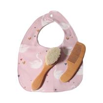 Conjunto De Escova E Pente Para Bebê Recém-Nascido, Pente De Madeira De Bétula Com Lã Natural, Clipe