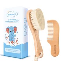 Conjunto de escova e pente para cabelo de bebê BONUMVITA com cerdas macias de madeira