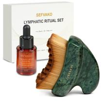 Conjunto de Escova Facial SEFVAKO Dupla com Gua Sha e Óleo 10ml