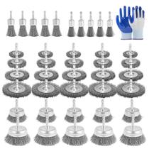 Conjunto de escovas de arame ATMTV Carbon Steel com luva, 40 unidades para furadeira Conjunto de escovas de arame ATMTV Carbon Steel com luva, 40 unidades para furadeira
