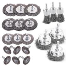 Conjunto de escovas de arame Double Elite para furadeira, 21 unidades com haste hexagonal de 1/4” Conjunto de escovas de arame Double Elite para furadeira, 21 unidades com haste hexagonal de 1/4”