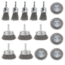 Conjunto de escovas de arame ZHRMJZG para furadeira com haste hexagonal de 1/4 de polegada (15 unidades)