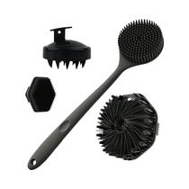 Conjunto De Escovas De Banho De Silicone Com Cabo Longo 4PCS Para Corpo, Costas E Rosto, Massagem