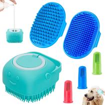 Conjunto de Escovas de Banho para Cães Comotech - 3 Peças com Dispensador de Shampoo (Azul) Conjunto de Escovas de Banho para Cães Comotech - 3 Peças com Dispensador de Shampoo (Azul)
