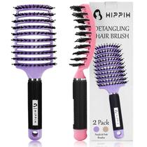 Conjunto de escovas de cabelo HIPPIH Wet & Dry Boar Bristle para todos os cabelos
