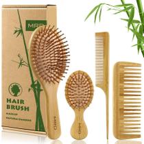 Conjunto de escovas de cabelo MRD Natural Bamboo Comb Paddle Detangling