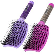Conjunto de escovas de cabelo TaiBest Boar Bristle Dry/Wet Detangler Purple