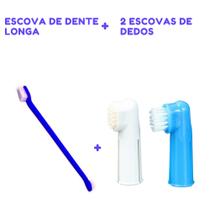 Conjunto de Escovas de Dedo para Dentes e Gengiva Para Cachorros E Gatos - maylonpet