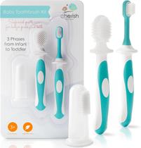 Conjunto de Escovas de Dente para Bebê Cherish Baby Care em Silicone Livre de BPA