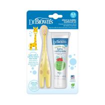 Conjunto de escovas de dentes Dr. Brown's Infant-to-Toddler com pasta de dente Conjunto de escovas de dentes Dr. Brown's Infant-to-Toddler com pasta de dente