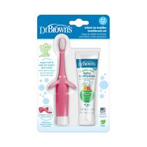 Conjunto de escovas de dentes Dr. Brown's Pink Elephant para bebê Conjunto de escovas de dentes Dr. Brown's Pink Elephant para bebê