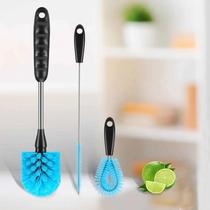 Conjunto De Escovas De Limpeza Para Garrafa De Água 3 Em 1 Com Cabo Longo Para Garrafas Esportivas