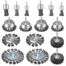 Conjunto de escovas de roda de arame Rocaris, 16 unidades para furadeira com haste de 1/4 de polegada