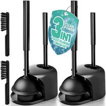 Conjunto de escovas e êmbolos de vaso sanitário 3 em 1 OSAMEDA Black (pacote com 2)