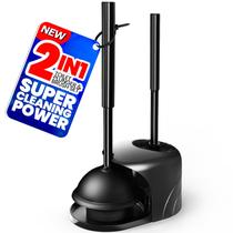 Conjunto de escovas e êmbolos para vaso sanitário Denvlex Extended Handle Black