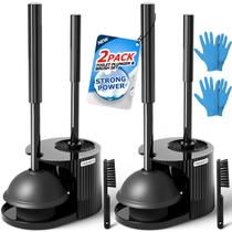 Conjunto de escovas e êmbolos para vaso sanitário FORASTO, pacote com 2 unidades, 2 em 1, preto