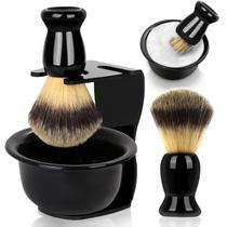 Conjunto de escovas e tigelas de barbear Lucomb 3 em 1 para homens - preto