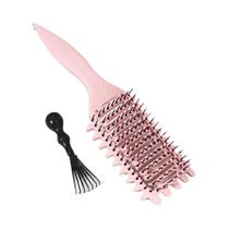 Conjunto De Escovas Para Cabelos Cacheados 2 Peças Com Limpeza De Pente Reduz Frizz E Quebra Para