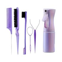 Conjunto De Escovas Para Cabelos Cacheados 6 Peças Com Frasco Spray, Pente De Trança, Pente De Ponta Conjunto De Escovas Para Cabelos Cacheados 6 Peças Com Frasco Spray, Pente De Trança, Pente De Ponta