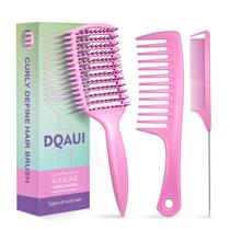 Conjunto de Escovas para Cabelos Cacheados DQAUI Controle de Frizz e Desembaraço Rosa Conjunto de Escovas para Cabelos Cacheados DQAUI Controle de Frizz e Desembaraço Rosa