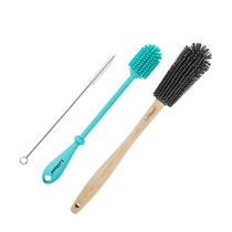 Conjunto de escovas para limpeza de garrafas de água LeMuna Silicone com escova de palha