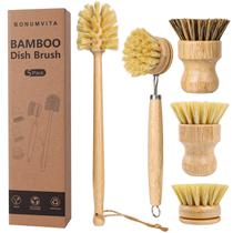 Conjunto de Escovas para Louça BONUMVITA 5 Peças com Cabo de Bambu Natural Conjunto de Escovas para Louça BONUMVITA 5 Peças com Cabo de Bambu Natural