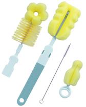 Conjunto de escovas para mamadeiras SEBIKAM 4 em 1 com limpador de mamilos e palhas Conjunto de escovas para mamadeiras SEBIKAM 4 em 1 com limpador de mamilos e palhas
