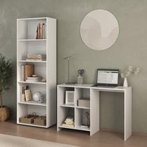 Conjunto de Escritório 2 Peças 1 Escrivaninha e 1 Estante com 5 Prateleiras Multy Branco