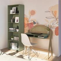 Conjunto de Escritório 2 Peças 1 Escrivaninha e 1 Estante com 5 Prateleiras Multy Verde/Menta