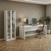 Conjunto de Escritório 2 Peças com Escrivaninha ME4185 e Armário ME4115 com 2 Portas de Vidro Conjunto de Escritório 2 Peças com Escrivaninha ME4185 e Armário ME4115 com 2 Portas de Vidro