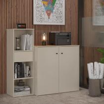 Conjunto De Escritório 2 Peças Tech Office Livreiro E Aparad - Off White E Cedro Off White E Cedro Conjunto De Escritório 2 Peças Tech Office Livreiro E Aparad - Off White E Cedro Off White E Cedro