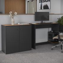 Conjunto De Escritório 2 Peças Tech Office Mesa E Aparador B - Preto E Cedro Preto E Cedro Conjunto De Escritório 2 Peças Tech Office Mesa E Aparador B - Preto E Cedro Preto E Cedro