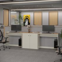 Conjunto de Escritório 3 Peças Smart Office 2 Mesas e 1 Aparador Buffet